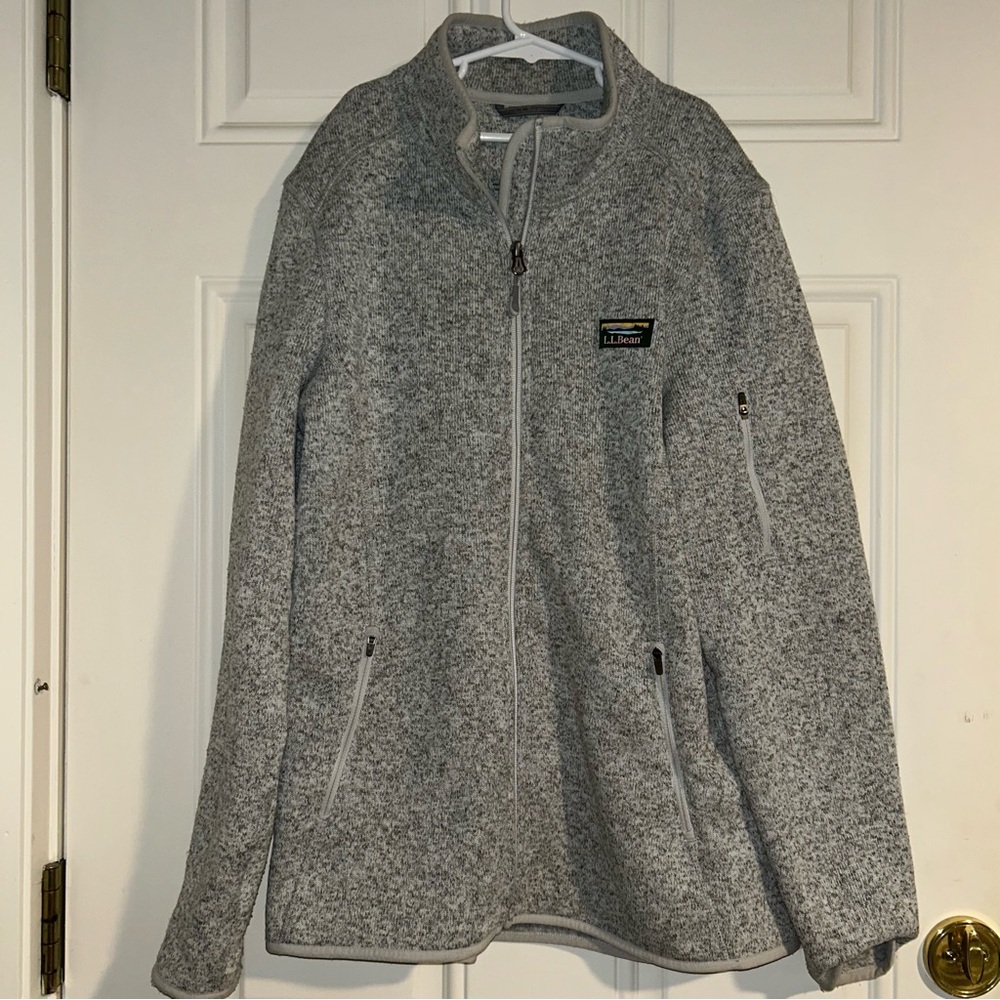 LL Bean Heathered Gray Zip-Up Jacket